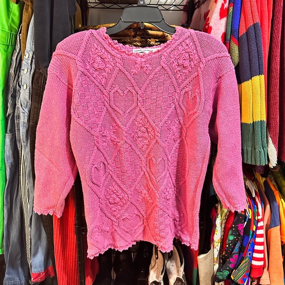 Vintage 80s Chunky Knit Heart Sweater - Picture 3 of 4